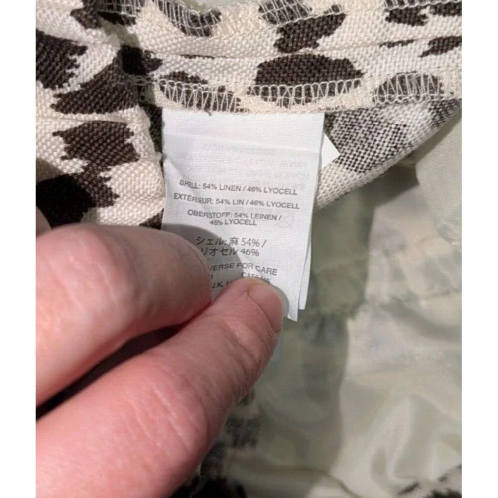 J. Crew Tan Black Leopard Print Linen-Blend Tall 